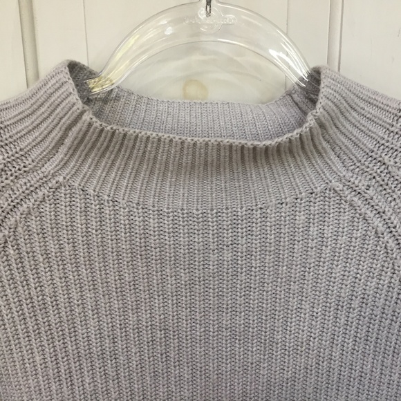 Theory Gray Mock Neck Cropped Cotton/ Cashmere Sweater - Picture 6 of 16